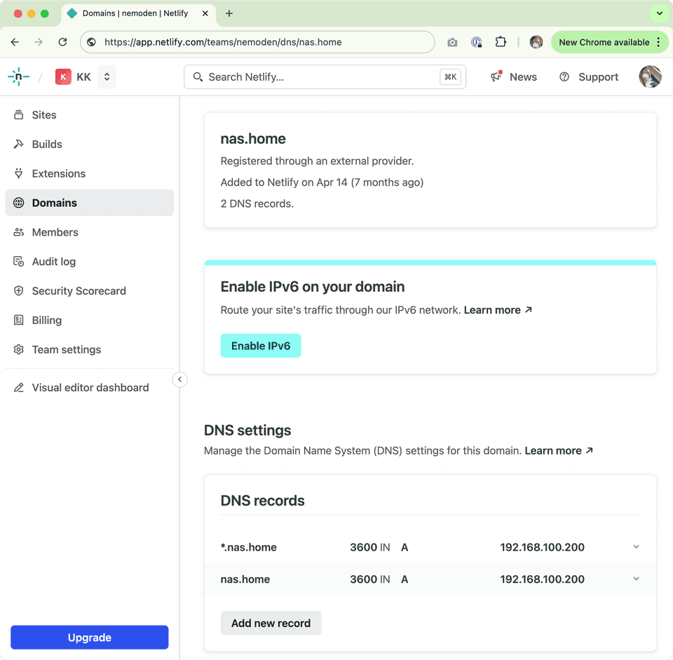 DNS settings